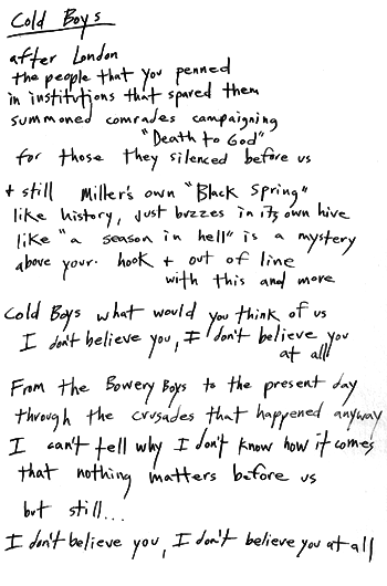 Cold Boys Lyrics