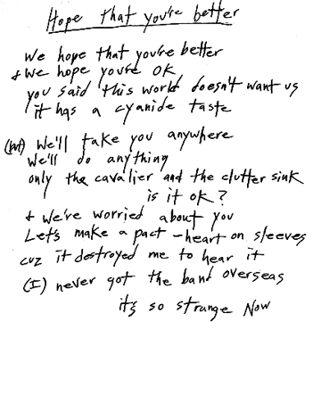 Hope That you're Better Lyrics